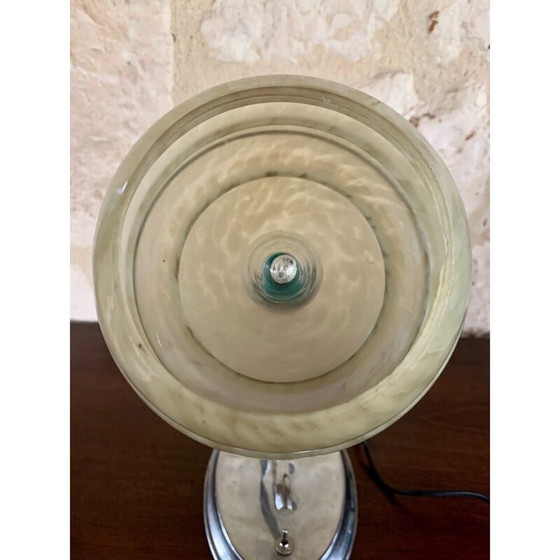 Image 1 of Lampe de table Art Déco en verre et chrome, années 1940-1950