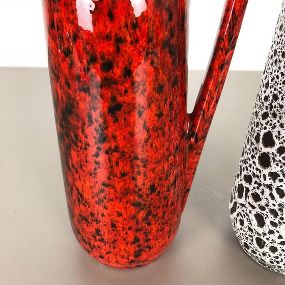 Image 1 of Deux vases Vintage en lave grasse émaillée par Scheurich Allemagne 1970