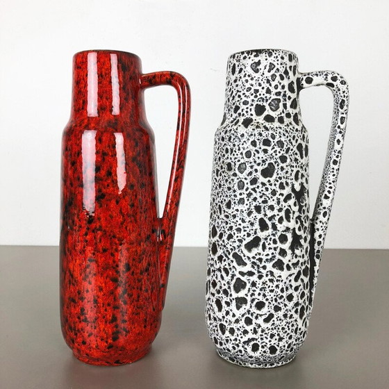 Image 1 of Deux vases Vintage en lave grasse émaillée par Scheurich Allemagne 1970