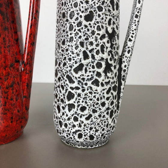 Image 1 of Deux vases Vintage en lave grasse émaillée par Scheurich Allemagne 1970