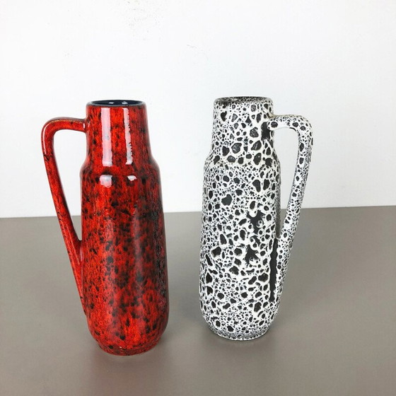 Image 1 of Deux vases Vintage en lave grasse émaillée par Scheurich Allemagne 1970