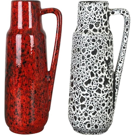 Image 1 of Deux vases Vintage en lave grasse émaillée par Scheurich Allemagne 1970