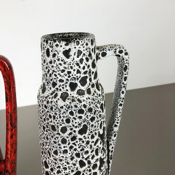 Image 1 of Deux vases Vintage en lave grasse émaillée par Scheurich Allemagne 1970