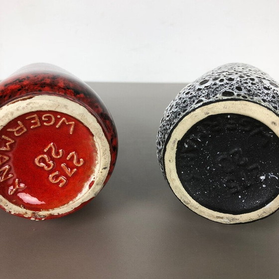 Image 1 of Deux vases Vintage en lave grasse émaillée par Scheurich Allemagne 1970