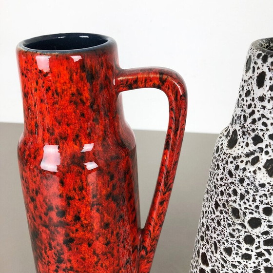 Image 1 of Deux vases Vintage en lave grasse émaillée par Scheurich Allemagne 1970