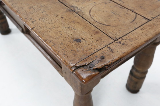 Image 1 of Ancienne console belge en chêne avec tiroir, vers 1740