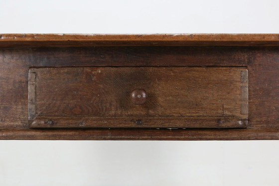 Image 1 of Ancienne console belge en chêne avec tiroir, vers 1740