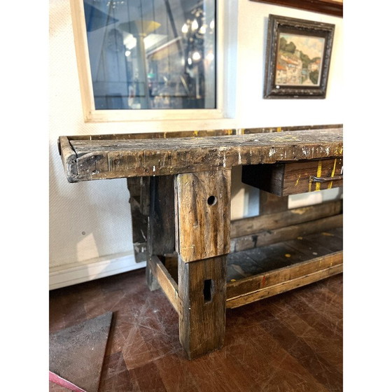 Image 1 of Etabli de peintre vintage avec 2 tiroirs