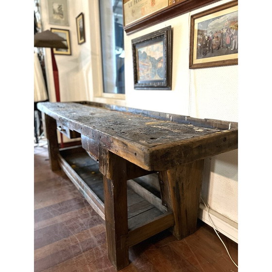 Image 1 of Etabli de peintre vintage avec 2 tiroirs