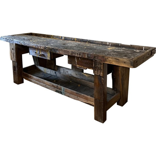 Etabli de peintre vintage avec 2 tiroirs