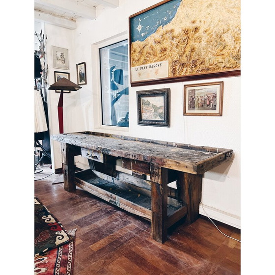 Image 1 of Etabli de peintre vintage avec 2 tiroirs