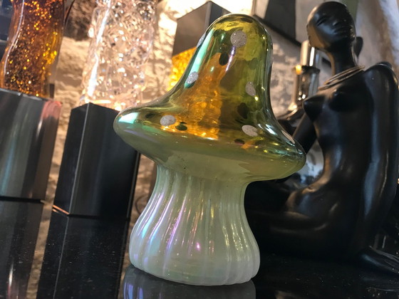 Image 1 of Petit Champignon Psychédélique • Magic Mushroom • Verre Soufflé • 1950