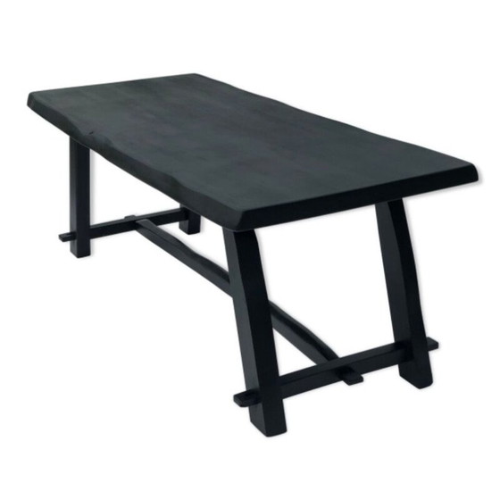 Image 1 of Table vintage en bois brutaliste