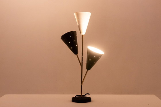 Image 1 of Stilnovo Lamp with 3 Lights in Lacquered Sheet Metal and Brass, 1960s