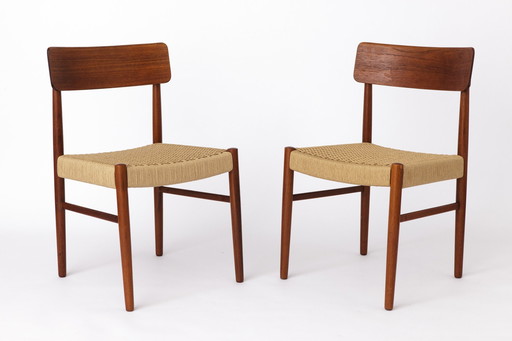 2 chaises de salle à manger 1960S - danoises, teck, sièges en papercord