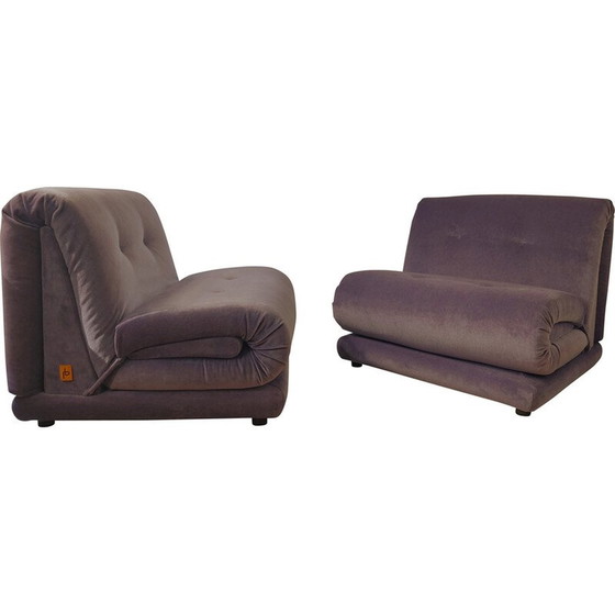 Image 1 of Paire de fauteuils vintage en velours mohair violet pour Salotti Pd, Italie 1970