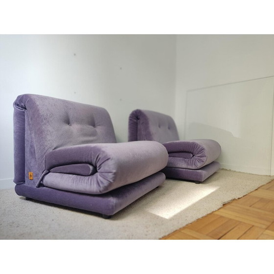Image 1 of Paire de fauteuils vintage en velours mohair violet pour Salotti Pd, Italie 1970