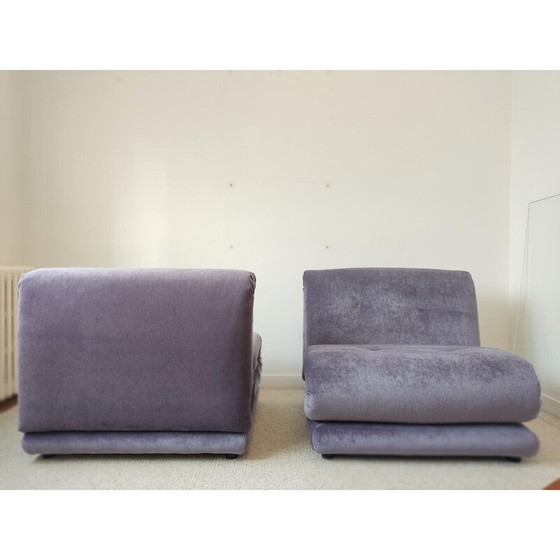 Image 1 of Paire de fauteuils vintage en velours mohair violet pour Salotti Pd, Italie 1970