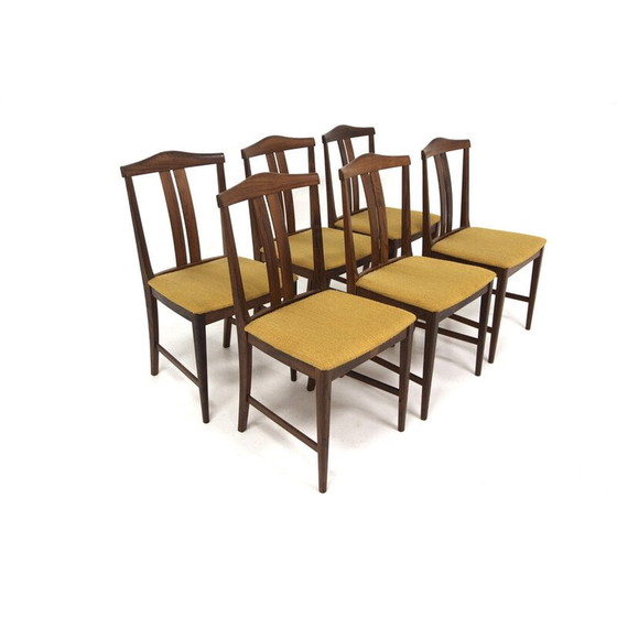 Image 1 of Ensemble de 6 chaises vintage en bois de rose et tissu, Suède 1960