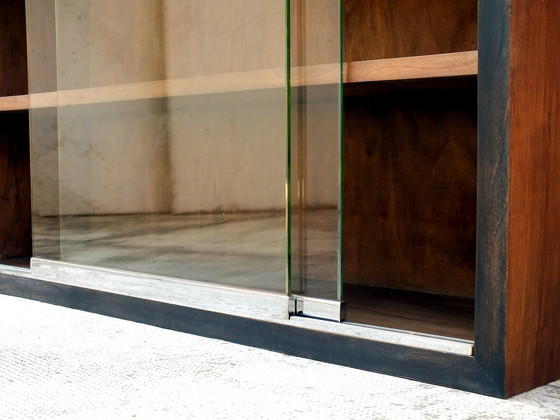 Image 1 of Grande Bibliothèque Italienne Art Decò Design Rational Autarchy Years '30 In Walnuts Glass