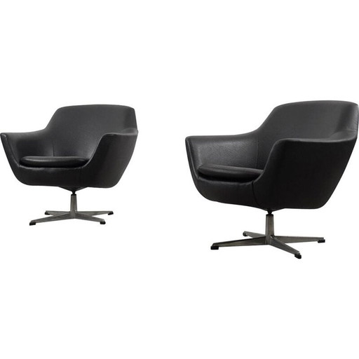 Paire de chaises pivotantes vintage noires Scandinave 1970