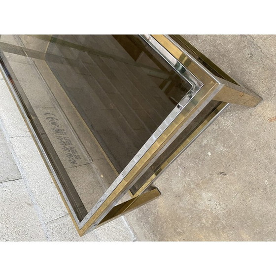 Image 1 of Table basse vintage en laiton et acier, 1970