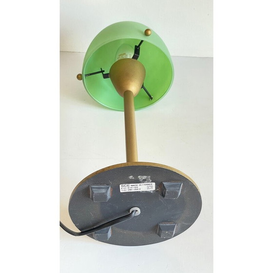 Image 1 of Lampe champignon Sce vintage en acier et verre opalin