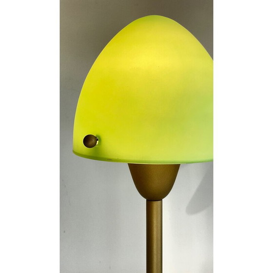 Image 1 of Lampe champignon Sce vintage en acier et verre opalin