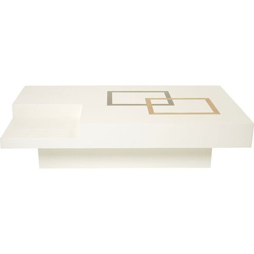 Table basse en laiton laqué blanc par Antonio Pavia, Italie 1970