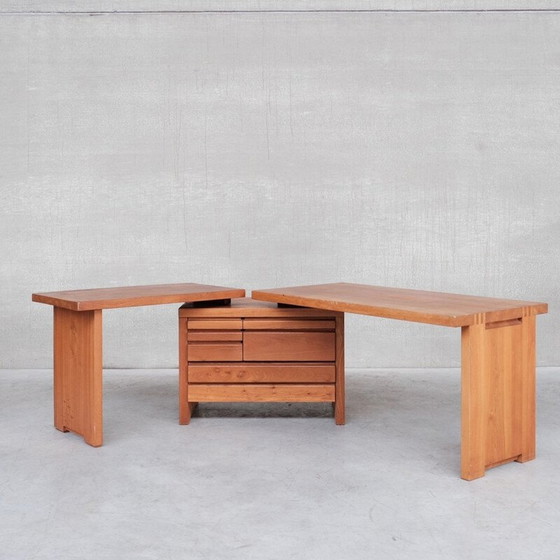 Image 1 of Bureau Elmwood du milieu du siècle par Pierre Chapo, années 1980