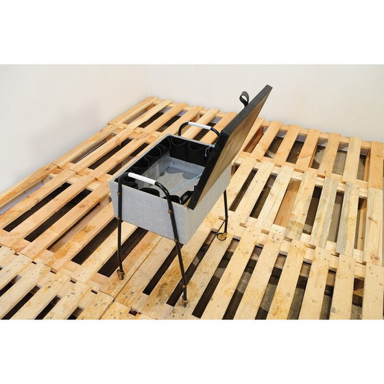 Image 1 of Table de couture vintage en métal sur roulettes, Allemagne 1970