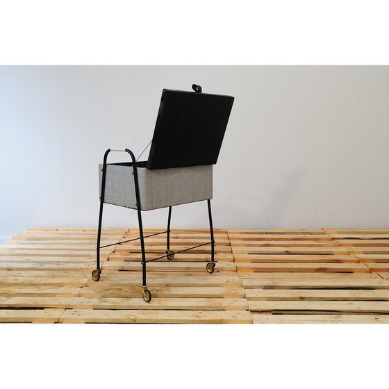 Image 1 of Table de couture vintage en métal sur roulettes, Allemagne 1970