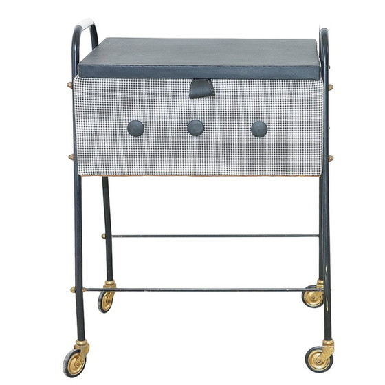 Image 1 of Table de couture vintage en métal sur roulettes, Allemagne 1970