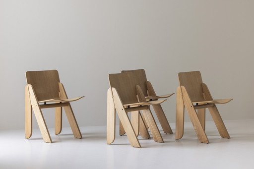 Rare ensemble de quatre chaises de salle à manger Peota par Gigi Sabadin pour Stilwood, années 1970.