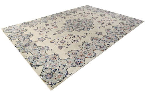 Véritable tapis d'Orient Kashan noué à la main en liège 4,10 X 3,00 No. 24609