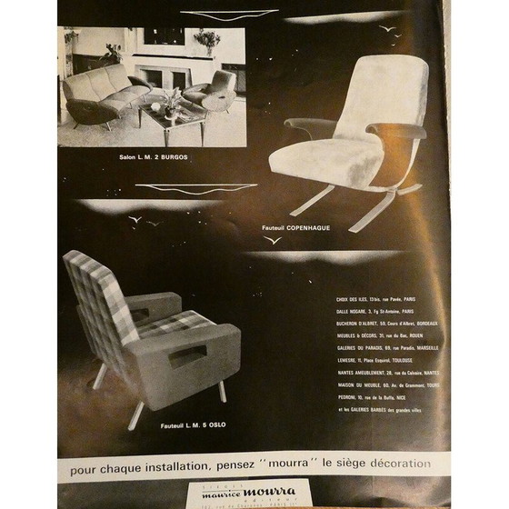 Image 1 of Paire de fauteuils vintage en chêne et tissu par François Letourneur pour Maurice Mourra, 1961