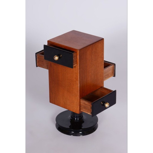 Boîte à bijoux vintage ArtDeco en noyer, Tchécoslovaquie, années 1930