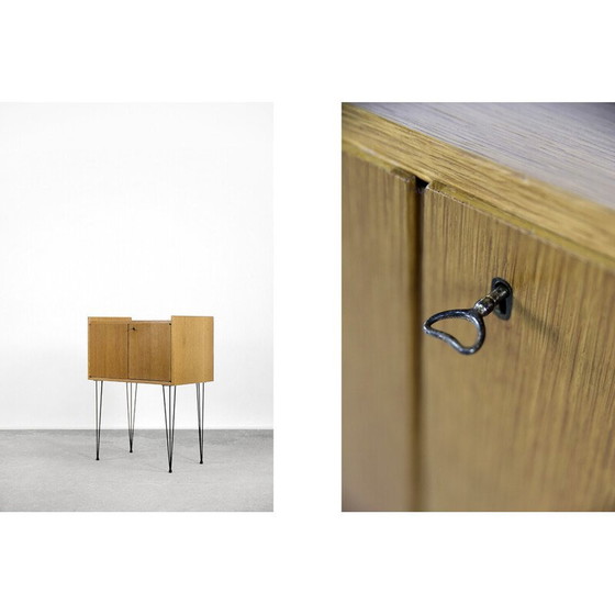 Image 1 of Commode vintage scandinave en bois de teck avec pieds en épingle à cheveux en métal, années 1960
