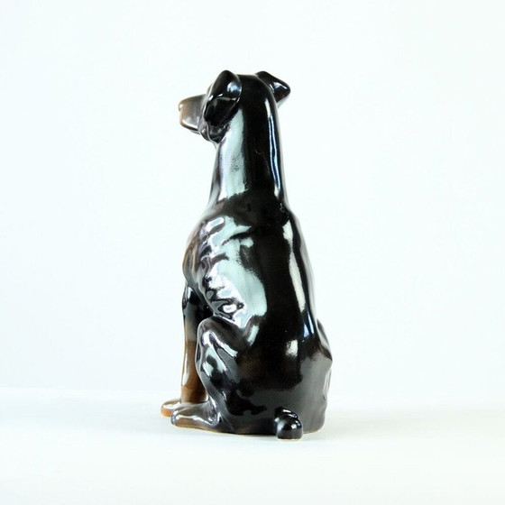 Image 1 of Statue vintage d'un vieux doberman en porcelaine de Jikohera, Tchécoslovaquie 1960