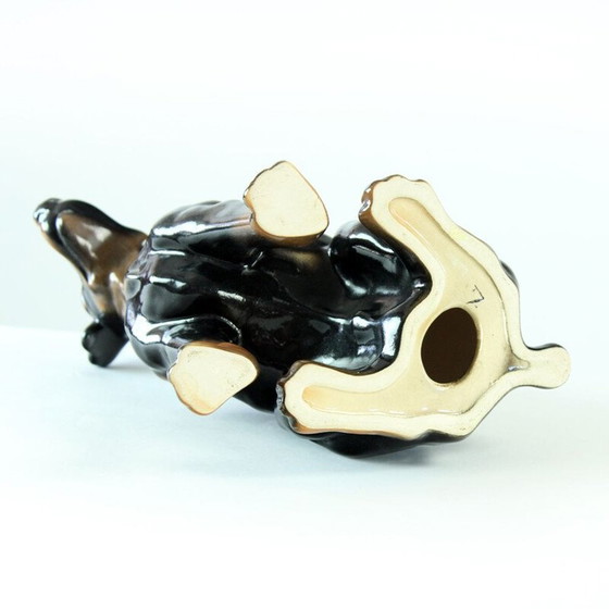 Image 1 of Statue vintage d'un vieux doberman en porcelaine de Jikohera, Tchécoslovaquie 1960