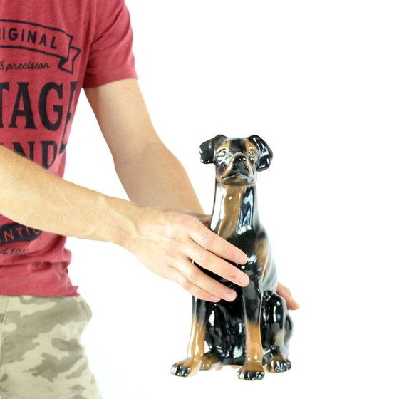 Image 1 of Statue vintage d'un vieux doberman en porcelaine de Jikohera, Tchécoslovaquie 1960