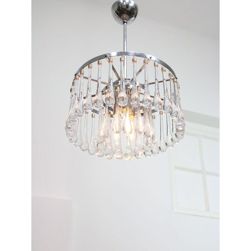 Lustre vintage en cristal en forme de goutte, Italie 1960
