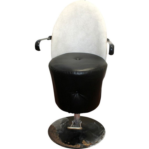 Fauteuil pivotant en cuir vintage, Tchécoslovaquie 1980