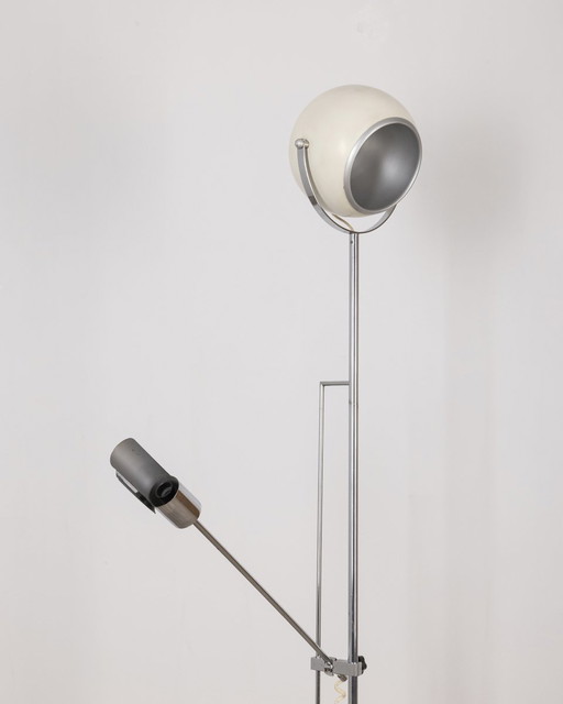 Vintage 70S White Adjustable Floor Lamp Italian Design