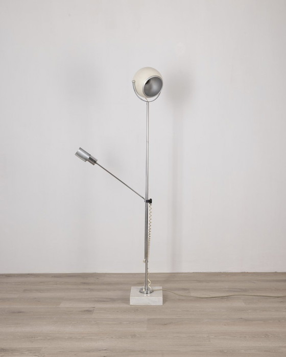 Image 1 of Vintage 70S White Adjustable Floor Lamp Italian Design