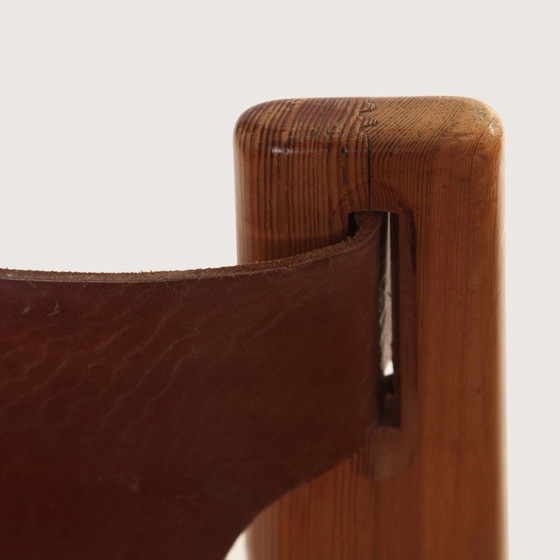 Image 1 of Fauteuils vintage en cuir et bois de pin, Suède 1960