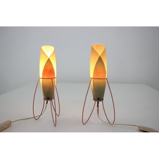 Image 1 of Paire de lampes de table Rockets pour Pokrok Zilina, Tchécoslovaquie 1960
