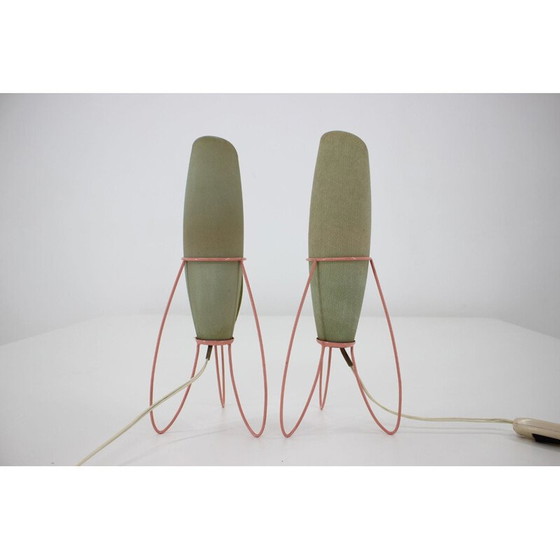 Image 1 of Paire de lampes de table Rockets pour Pokrok Zilina, Tchécoslovaquie 1960