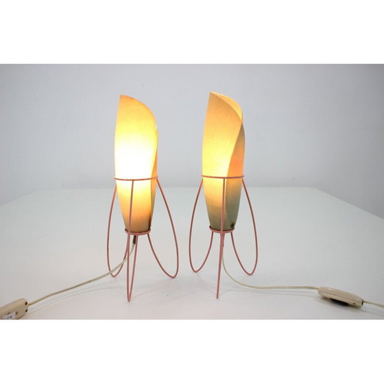 Image 1 of Paire de lampes de table Rockets pour Pokrok Zilina, Tchécoslovaquie 1960