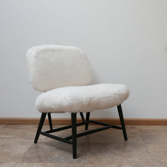 Image 1 of Paire de fauteuils vintage en peau de mouton teve par Alf Svensson, Suède 1950